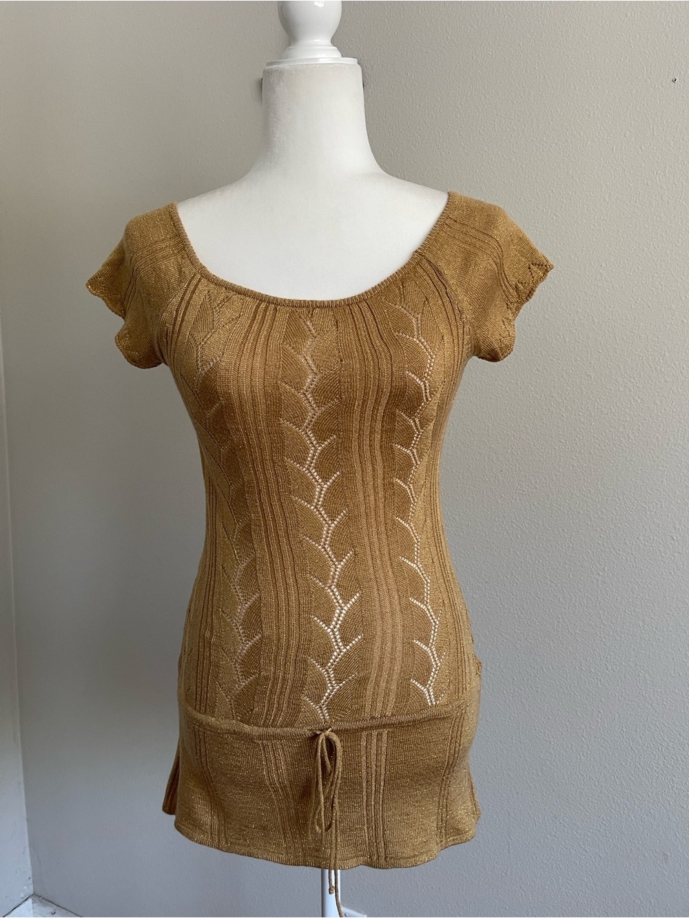 Dolce Vita Rusty Tan Knit Scoop Neck Short Sleeve Top